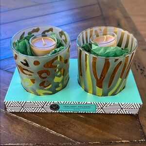 Animal Print gold and frost colored Set of Tealight Holders